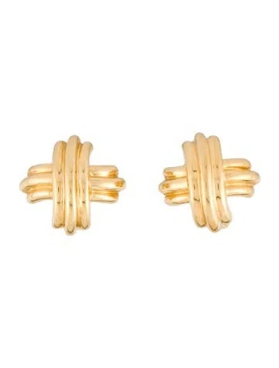 Pre-owned Tiffany & Co Vintage 18k Signature 'x' Earclip Earrings In Multi
