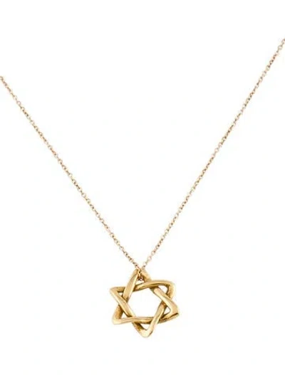 Pre-owned Tiffany & Co Vintage 18k Star Of David Pendant Necklace, 15.75" In Multi