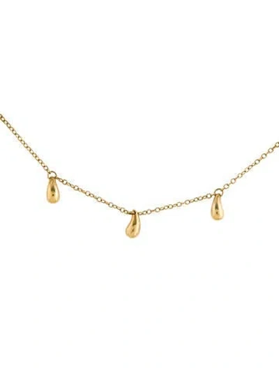 Pre-owned Tiffany & Co Vintage 18k Teardrop Station Necklace, 16.25" In Multi
