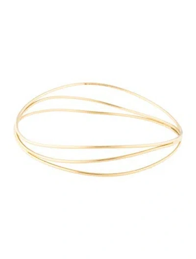 Pre-owned Tiffany & Co Vintage 18k Wave Three-row Bangle Bracelet, 7.75" In Multi