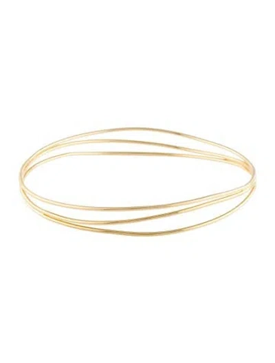 Pre-owned Tiffany & Co Vintage 18k Wave Three-row Bangle Bracelet, 7.75" In Multi