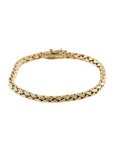 Pre-owned Tiffany & Co Vintage 18k Wheat Chain Bracelet, 7" In Multi