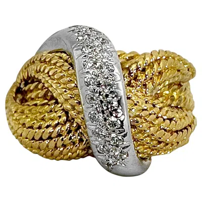 Pre-owned Tiffany & Co Vintage 18k Yellow And White Gold . Cocktail Ring With Diamonds.