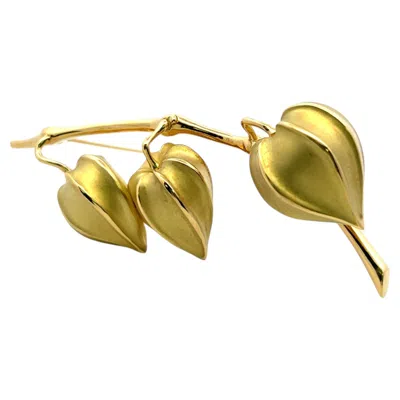Pre-owned Tiffany & Co Vintage 18k Yellow Gold Chines Lantern Leaf Pin Brooch 35.2 Grams