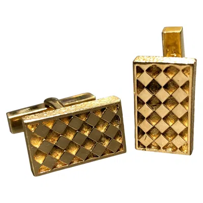 Pre-owned Tiffany & Co Vintage 18k Yellow Gold  Diamond Pattern Rectangular Cufflinks