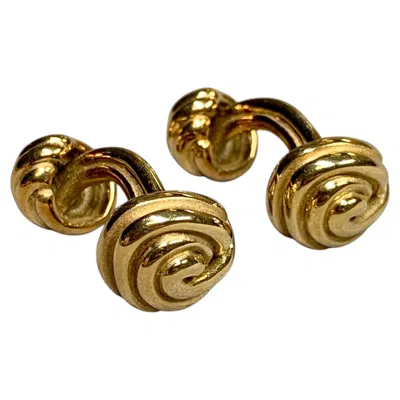 Pre-owned Tiffany & Co Vintage 18k Yellow Gold . Medium Size Knot Cufflinks W/ Original Box