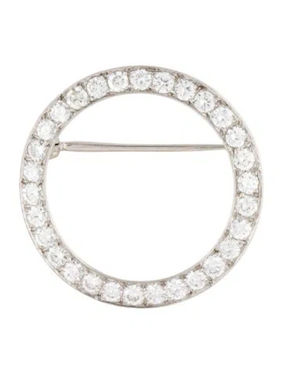 Pre-owned Tiffany & Co Vintage 1.95ctw Diamond Circle Pin Brooch In Multi