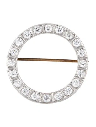 Pre-owned Tiffany & Co Vintage 2.00ctw Diamond Circle Pin Brooch In Multi