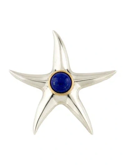 Pre-owned Tiffany & Co Vintage 3.01ctw Lapis Lazuli Starfish Pin Brooch In Multi