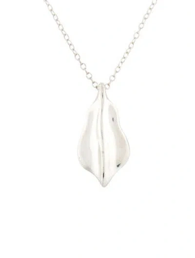 Pre-owned Tiffany & Co Vintage Abstract Leaf Pendant Necklace, 16" In Multi
