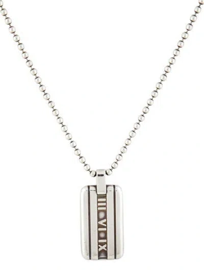 Pre-owned Tiffany & Co Vintage Atlas Dog Tag Pendant Necklace, 16" In Multi