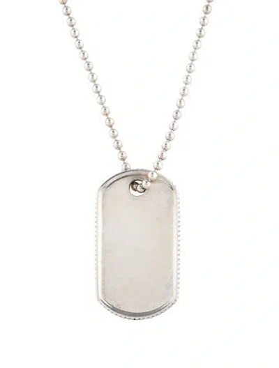 Pre-owned Tiffany & Co Vintage Coin Edge Dog Tag Pendant Necklace, 19.75" In Multi