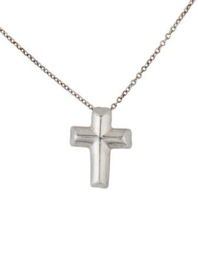Pre-owned Tiffany & Co Vintage Cross Pendant Necklace, 18" In Multi