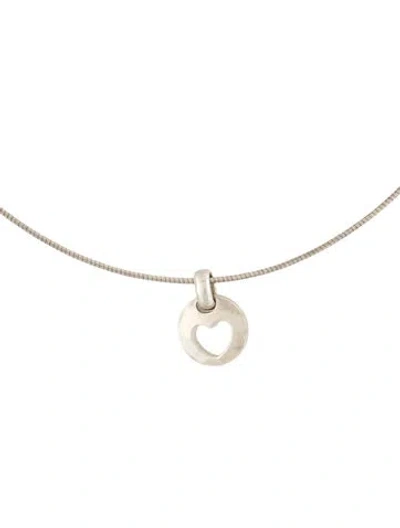 Pre-owned Tiffany & Co Vintage Cutout Heart Pendant Necklace, 16" In Multi