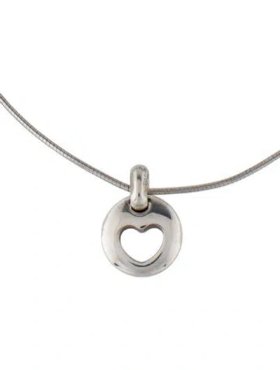 Pre-owned Tiffany & Co Vintage Cutout Heart Pendant Necklace, 16" In Multi