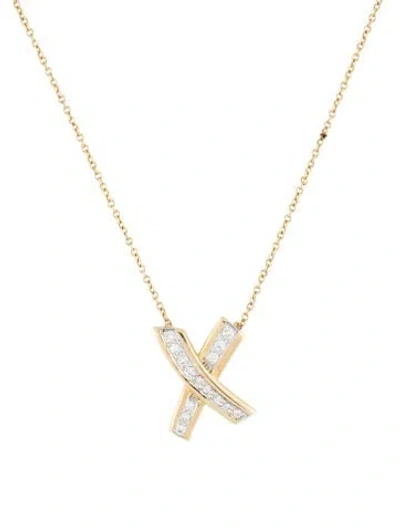 Pre-owned Tiffany & Co Vintage Diamond Graffiti 'x' Pendant Necklace, 16" In Multi