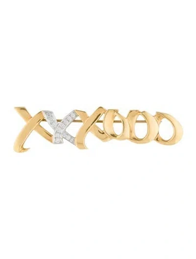 Pre-owned Tiffany & Co Vintage Diamond Love & Kisses Brooch In Multi