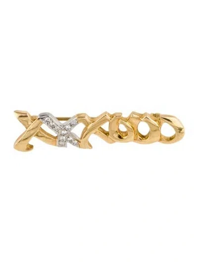 Pre-owned Tiffany & Co Vintage Diamond Love & Kisses Brooch In Multi