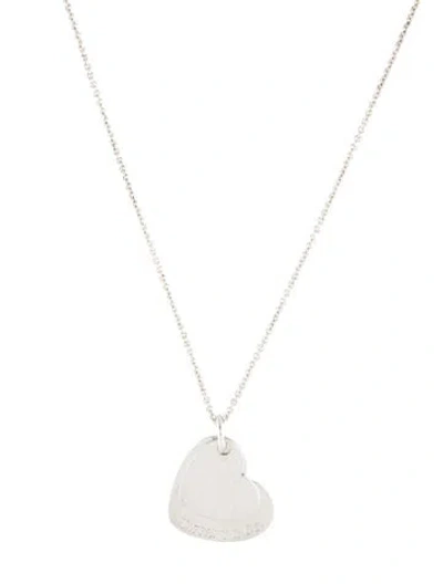 Pre-owned Tiffany & Co Vintage Double Heart Pendant Necklace, 18" In Multi