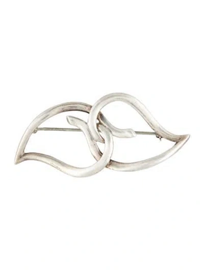 Pre-owned Tiffany & Co Vintage Double Leaf Pin Brooch In Multicolor