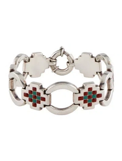 Pre-owned Tiffany & Co Vintage Enamel Station Link Bracelet, 6.75" In Multi