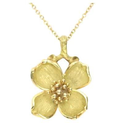 Pre-owned Tiffany & Co Vintage Flower Pendant Dogwood Necklace 18k Yellow Gold