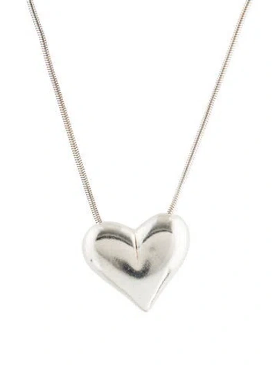 Pre-owned Tiffany & Co Vintage Full Puff Heart Pendant Necklace, 18" In Multi