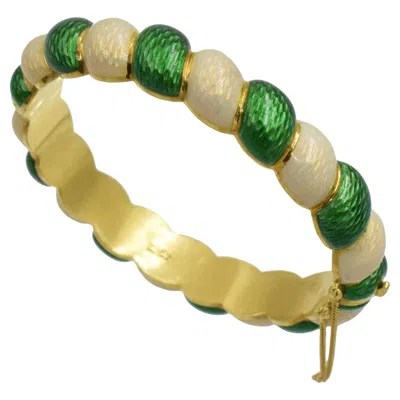 Pre-owned Tiffany & Co . Vintage Green And White Enamel Bracelet