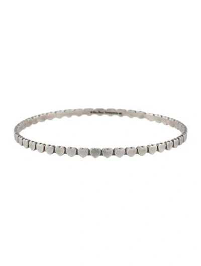 Pre-owned Tiffany & Co Vintage Heart Bangle Bracelet, 7.75" In Multi