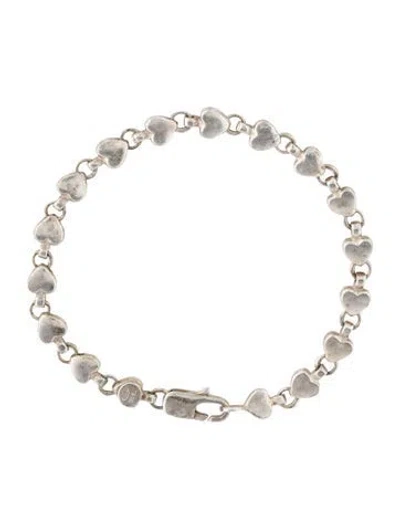 Pre-owned Tiffany & Co Vintage Heart Link Bracelet, 7" In Multi