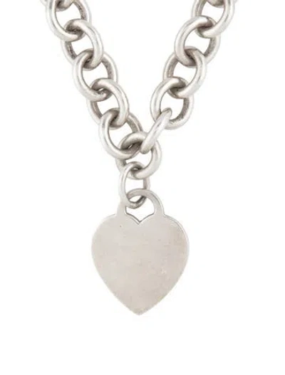 Pre-owned Tiffany & Co Vintage Heart Tag Chain Link Necklace, 18.5" In Multi