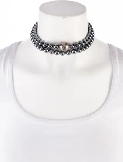 Pre-owned Tiffany & Co Vintage Hematite Bead Strand Necklace, 30" In Multi