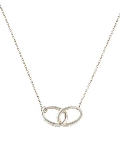 Pre-owned Tiffany & Co Vintage Interlocking Oval Pendant Necklace, 16" In Multi