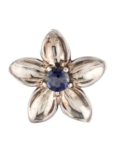 Pre-owned Tiffany & Co Vintage Iolite Flower Pendant Brooch, 1.25" In Multi