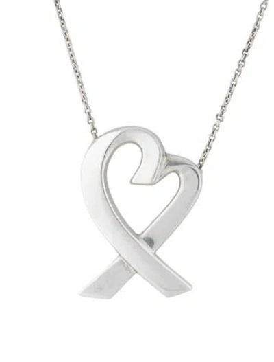 Pre-owned Tiffany & Co Vintage Large Loving Heart Pendant Necklace, 25" In Multi