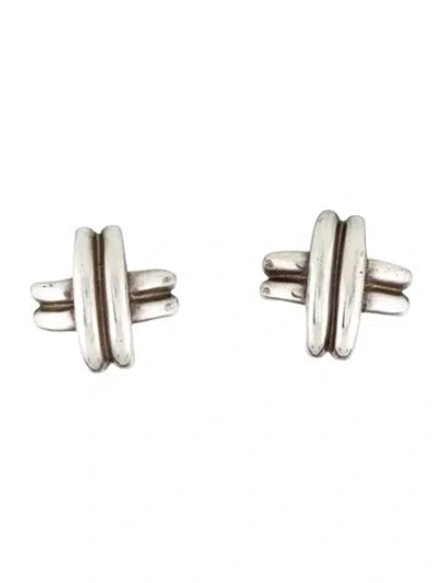 Pre-owned Tiffany & Co Vintage Large Signature X Clip-on Earrings In Multi