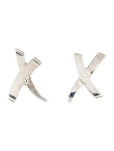 Pre-owned Tiffany & Co Vintage Large X Earclip Earrings In Multi