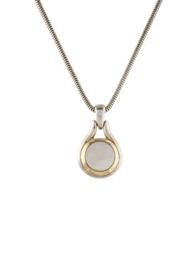 Pre-owned Tiffany & Co Vintage Mother Of Pearl Pendant Necklace, 16" In Multi