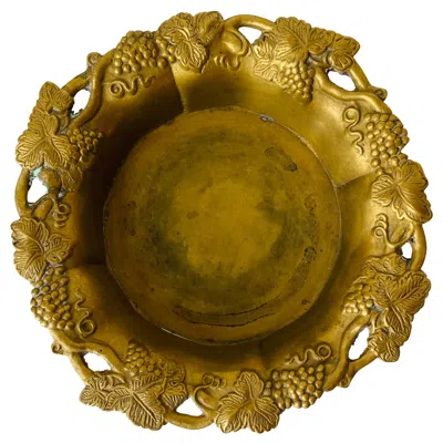 Pre-owned Tiffany & Co Vintage Mottahedeh Brass Champagne Bottle Coaster With Grapevine Detail In Purple