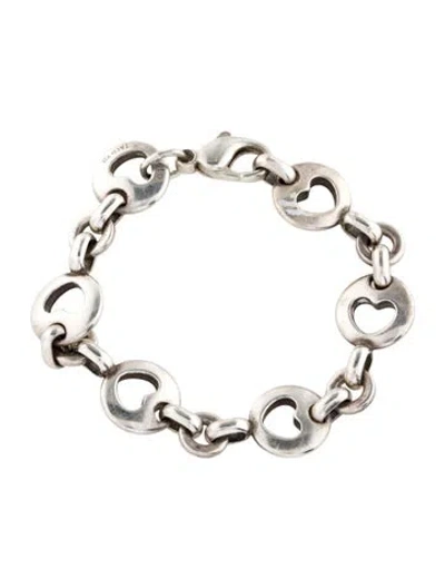 Pre-owned Tiffany & Co Vintage Open Heart Circle Station Bracelet, 6" In Multi