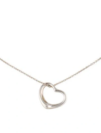 Pre-owned Tiffany & Co Vintage Open Heart Pendant Necklace, 16" In Multi