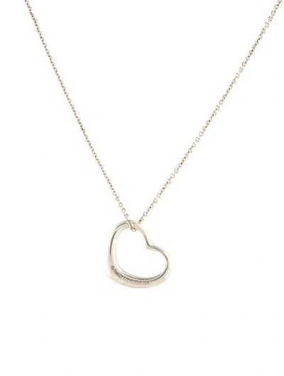 Pre-owned Tiffany & Co Vintage Open Heart Pendant Necklace, 16" In Multi