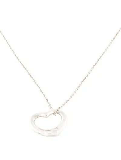 Pre-owned Tiffany & Co Vintage Open Heart Pendant Necklace, 16" In Multi