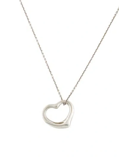Pre-owned Tiffany & Co Vintage Open Heart Pendant Necklace, 17" In Multi