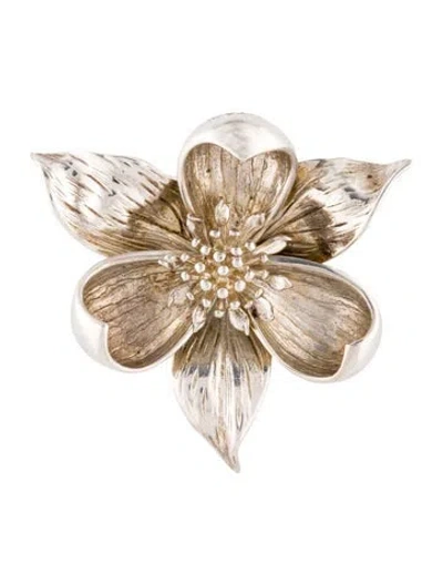 Pre-owned Tiffany & Co Vintage Orchid Flower Brooch In Multi