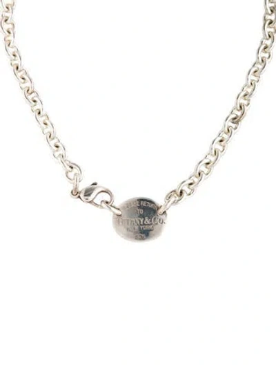 Pre-owned Tiffany & Co Vintage Oval Tag Choker Necklace, 15.25" In Multicolor