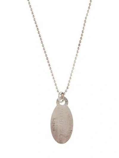 Pre-owned Tiffany & Co Vintage Oval Tag Pendant Necklace, 26" In Multi