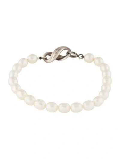 Pre-owned Tiffany & Co Vintage Pearl Infinity Bead Strand Bracelet, 6.5" In Multi