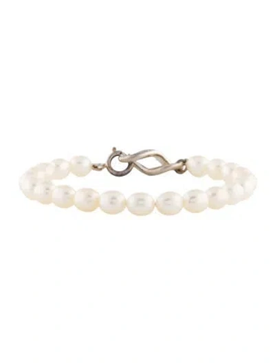 Pre-owned Tiffany & Co Vintage Pearl Infinity Bracelet, 6.5" In Multi