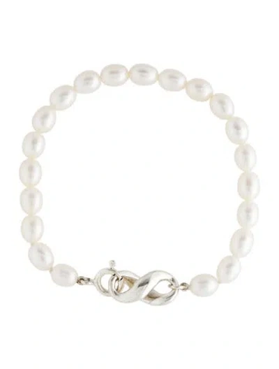 Pre-owned Tiffany & Co Vintage Pearl Infinity Pearl Bracelet, 7" In Multi